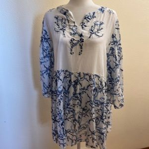 Positano Blue and White Beach Coverup or Tunic - One size fits most NWT